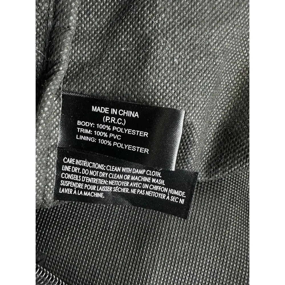John Varvatos Gray Herringbone Weekender Duffel Travel Bag Faux Leather Trim